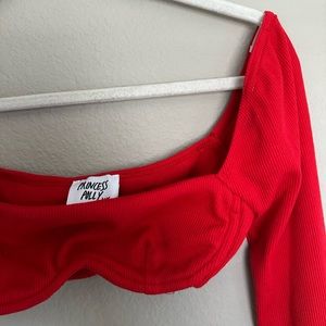 Red cropped long sleeve